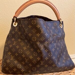 Authentic Louis Vuitton Brown Monogram Artsy Tote with Tan Braided Handle